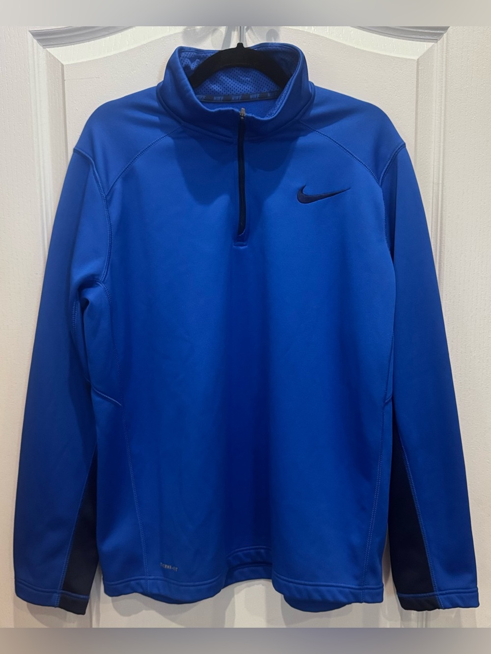 NIKE Mens 1/4 Zip Fleece Pullover Large Royal Blue